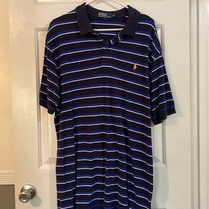 Polo Ralph Lauren blue and navy blue striped mens XXL polo. Like new.